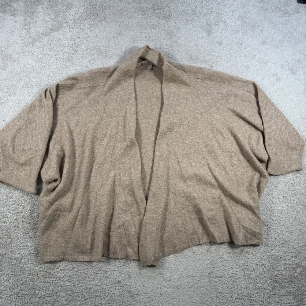Nordstrom Cardigan Womens One Size Beige 100% Cashmere Open Front Lightweight